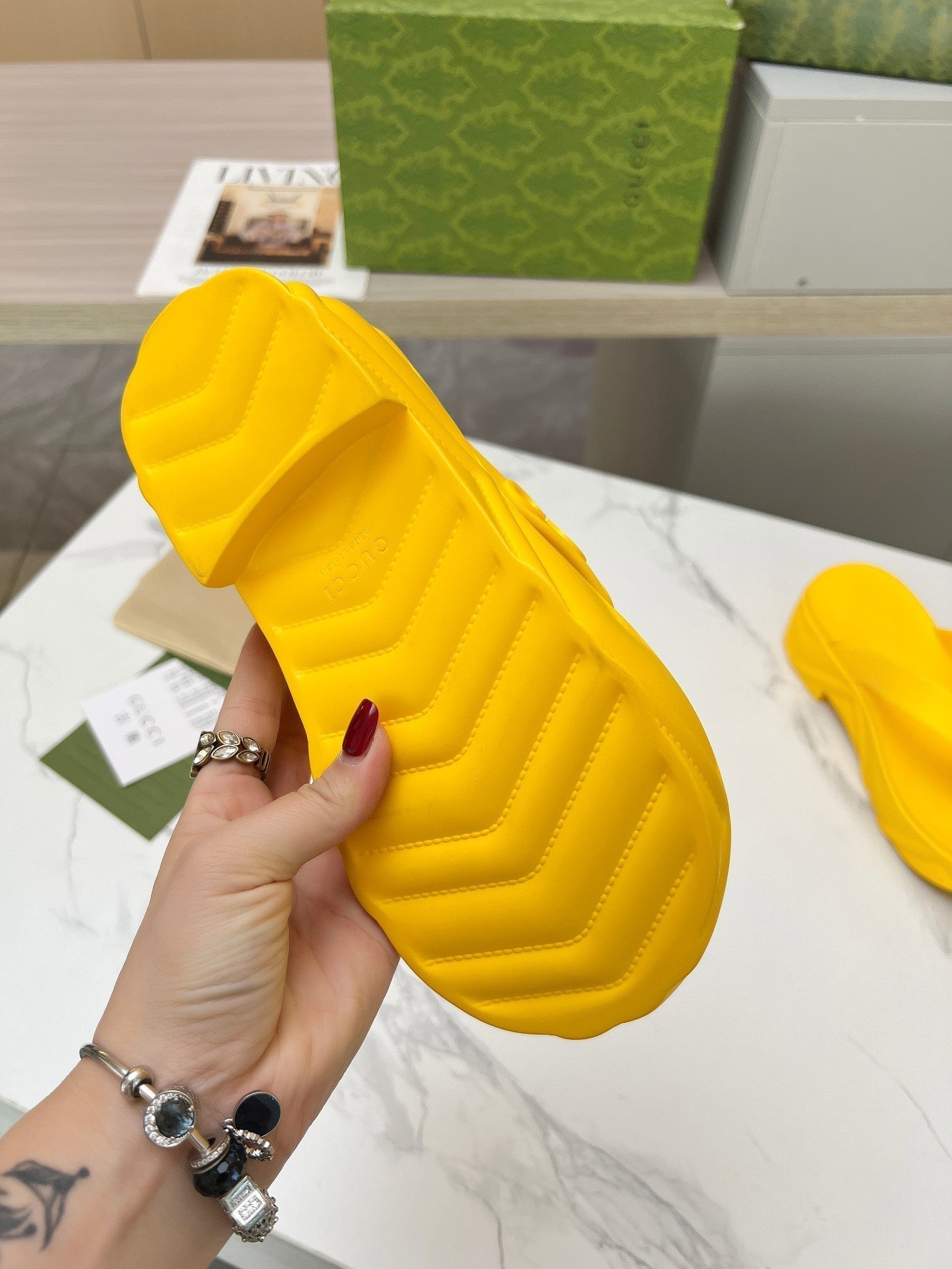 THONG PLATFORM IN BRIGHT YELLOW IMPORTED TPU