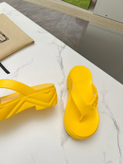 THONG PLATFORM IN BRIGHT YELLOW IMPORTED TPU