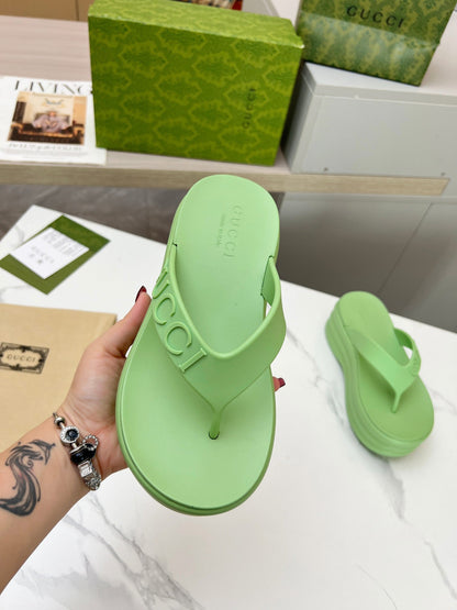 THONG PLATFORM 5 CM IN PISCHIATO GREEN IMPORTED TPU