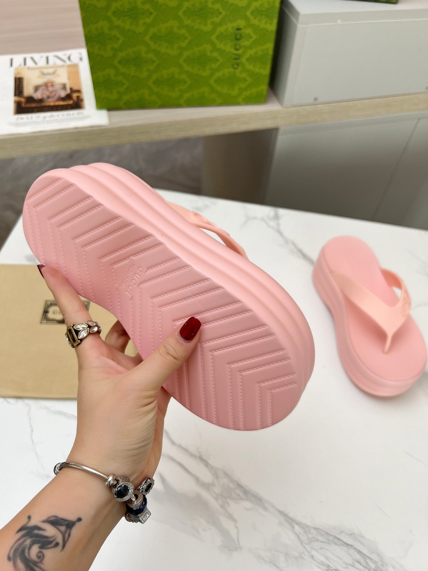 THONG PLATFORM 5 CM IN LIGHT PINK IMPORTED TPU