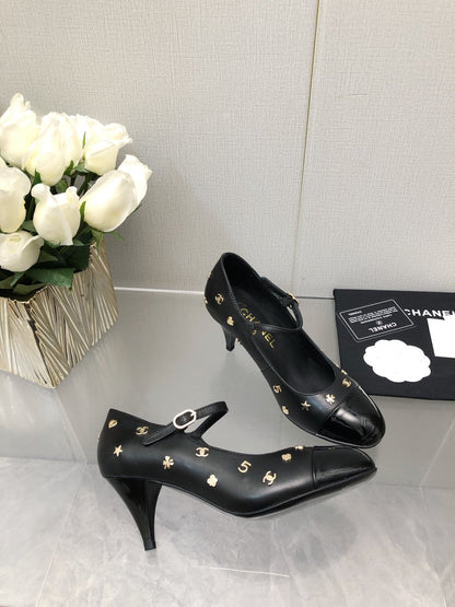 MARY JANE BLACK LAMBSKIN ATTACH METAL