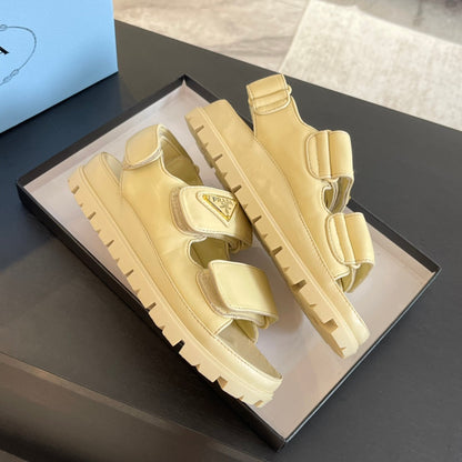 PRA FLAT NAPPA SANDALS BEIGE LAMBSKIN