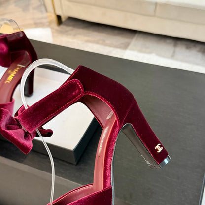HIGH MARRY JANE IN CHERRY RED VELVET