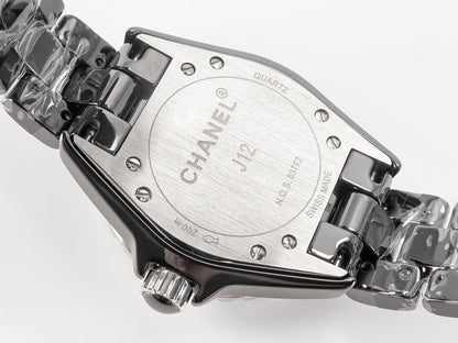 J12 Date Quartz Black Ceramic Diamond Numerals Black Dial