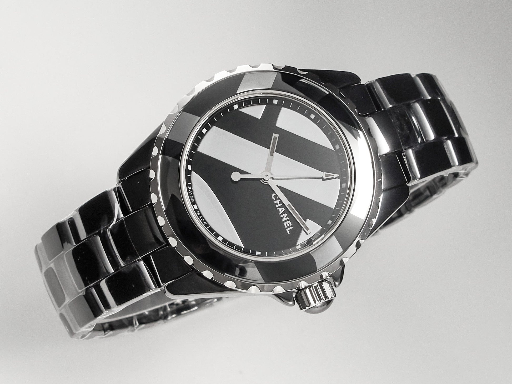 J12 38mm Automatic Limited Untitled H5582 Black Ceramic Black Steel Dial