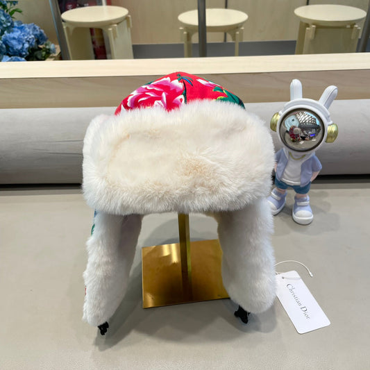 TRAPPER HAT IN COLORFUL VELVET AND RABBIT FUR 416387