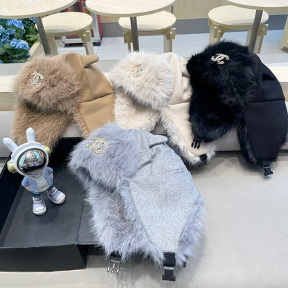 TRAPPER HAT IN SHARK GRAY SUEDE AND LAMB FUR 429973