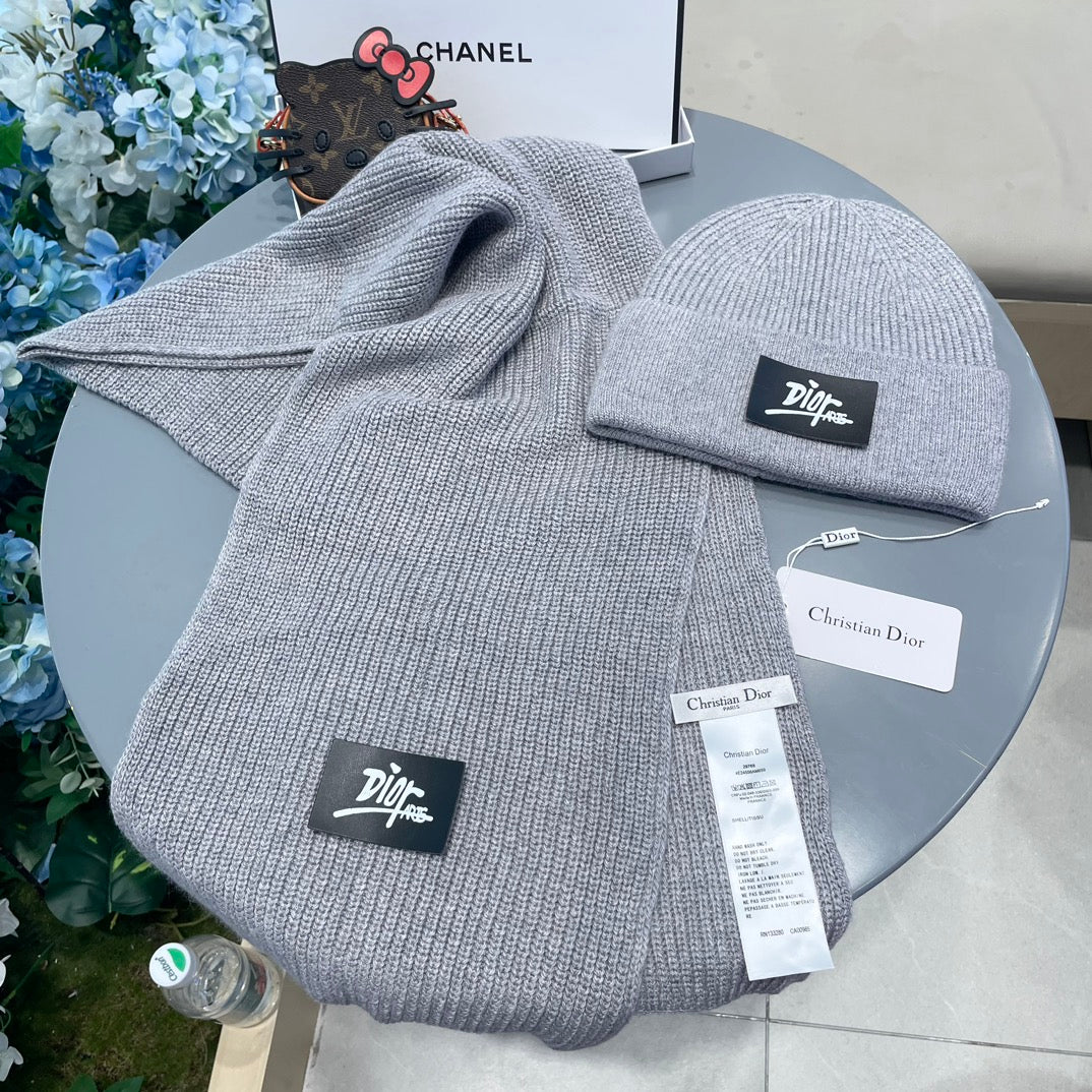 SET CLASSIC SCARF AND HAT IN GRAY RABBIT WOOL 434626