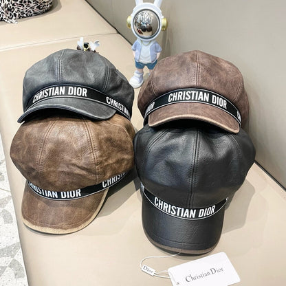 BAKER BOY HAT IN BLACK LEATHER 436763