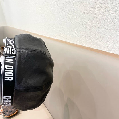 BAKER BOY HAT IN BLACK LEATHER 436763