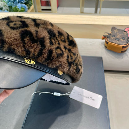 BAKER BOY HAT IN CHOCOLATE BROWN MINK FUR 438090