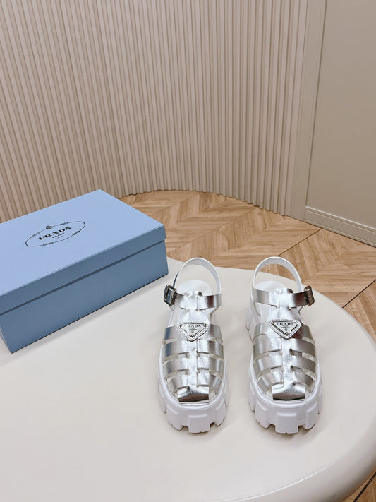 Pra Rubber Monolith Sandals 55 Silver White
