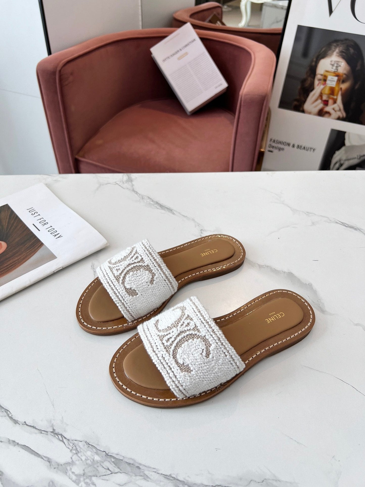 LYMPIA MULE WHITE CANVAS