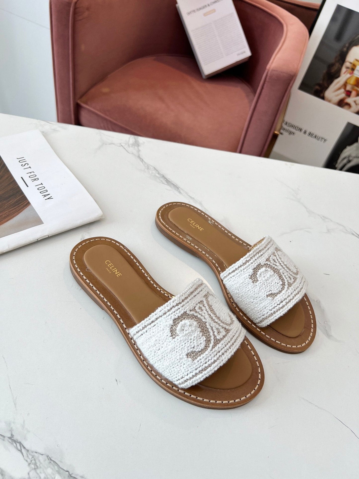 LYMPIA MULE WHITE CANVAS