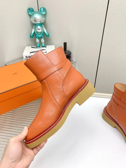 BOTINES HISTORY BOOTS IN SALAMANDER ORANGE CALFSKIN
