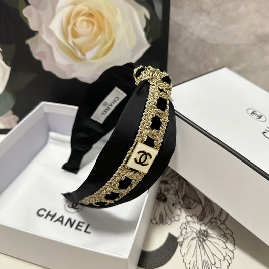 BLACK MIX LIGHT YELLOW FABRIC AND SATIN HEADBAND 168583