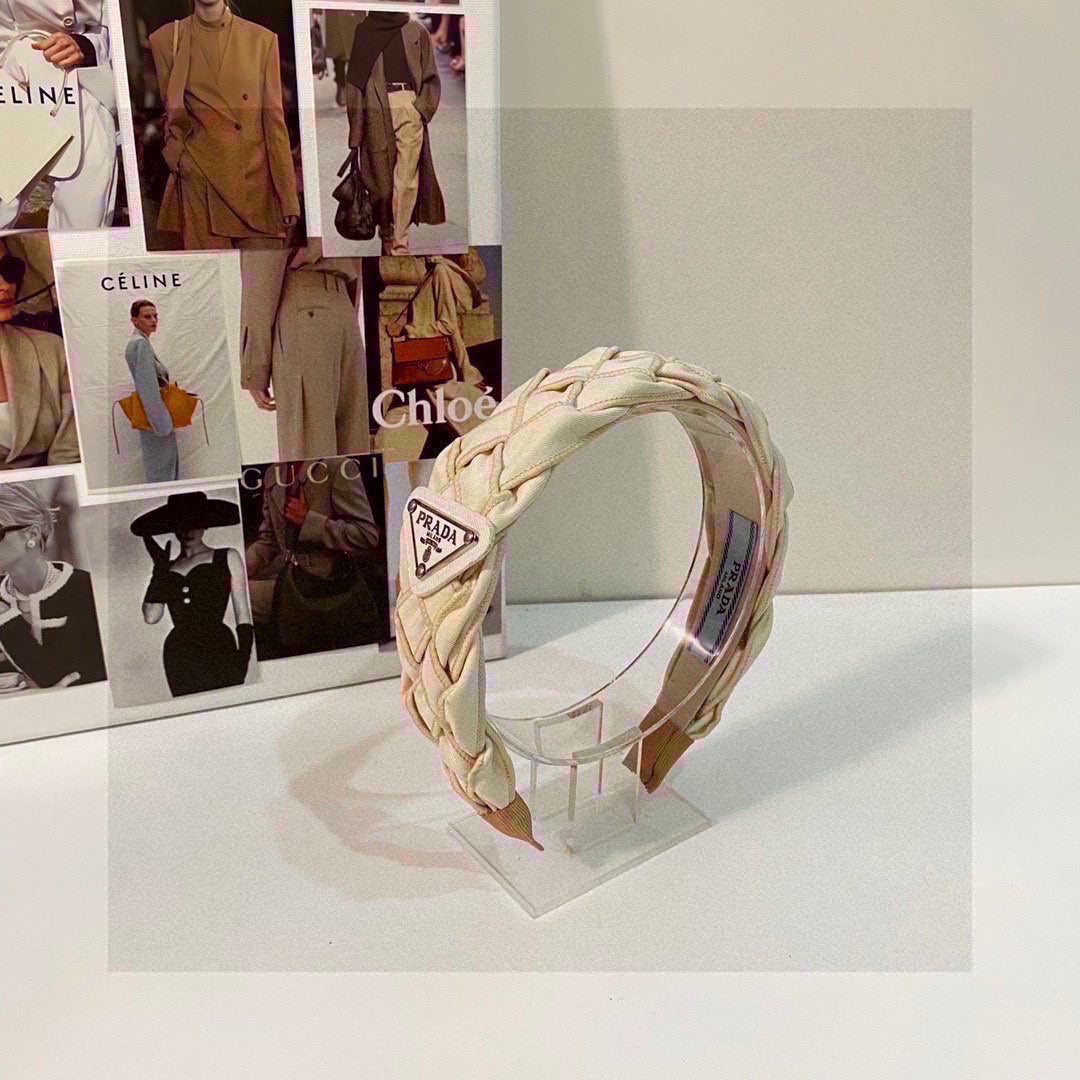 BEIGE FABRIC BRAIDED HAIRBAND 344763