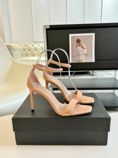SL SQUARE-TOED HIGH HEELS BISQUE CALFSKIN