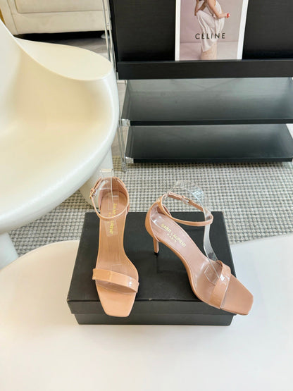 SL SQUARE-TOED HIGH HEELS BISQUE CALFSKIN