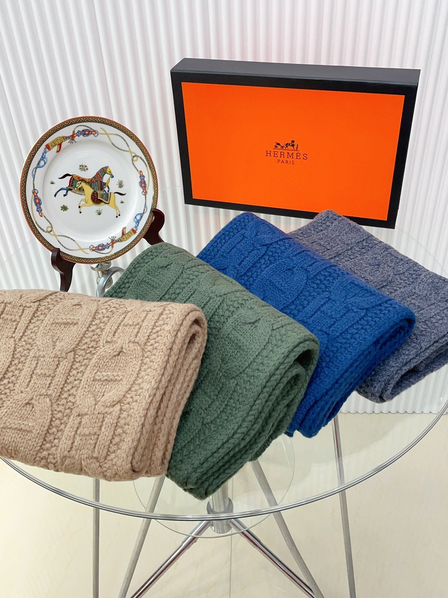 FAUBOURG MUFFLER 170 CM IN PEGEON BLUE CASHMERE