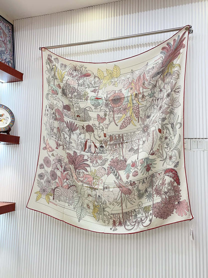 PRECIOUS PARADISE SCARF 135 CM IN COLORFUL CASHMERE AND SILK 379790