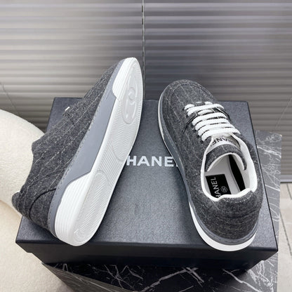 TRAINER SHOES IN MOUSE GRAY WOOL FABRIC