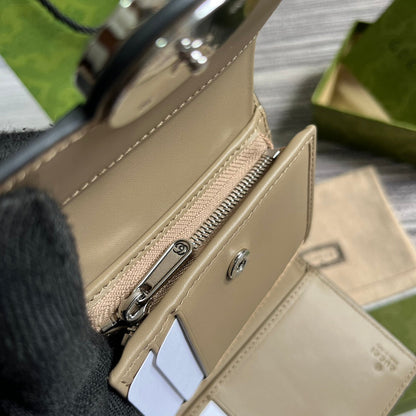 MINI WALLET 11 IN BEIGE MIX BROWN CANVAS
