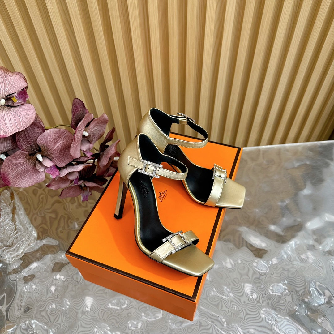 JULY SANDAL 105 MM IN LIGHT GOLD CALFSKIN