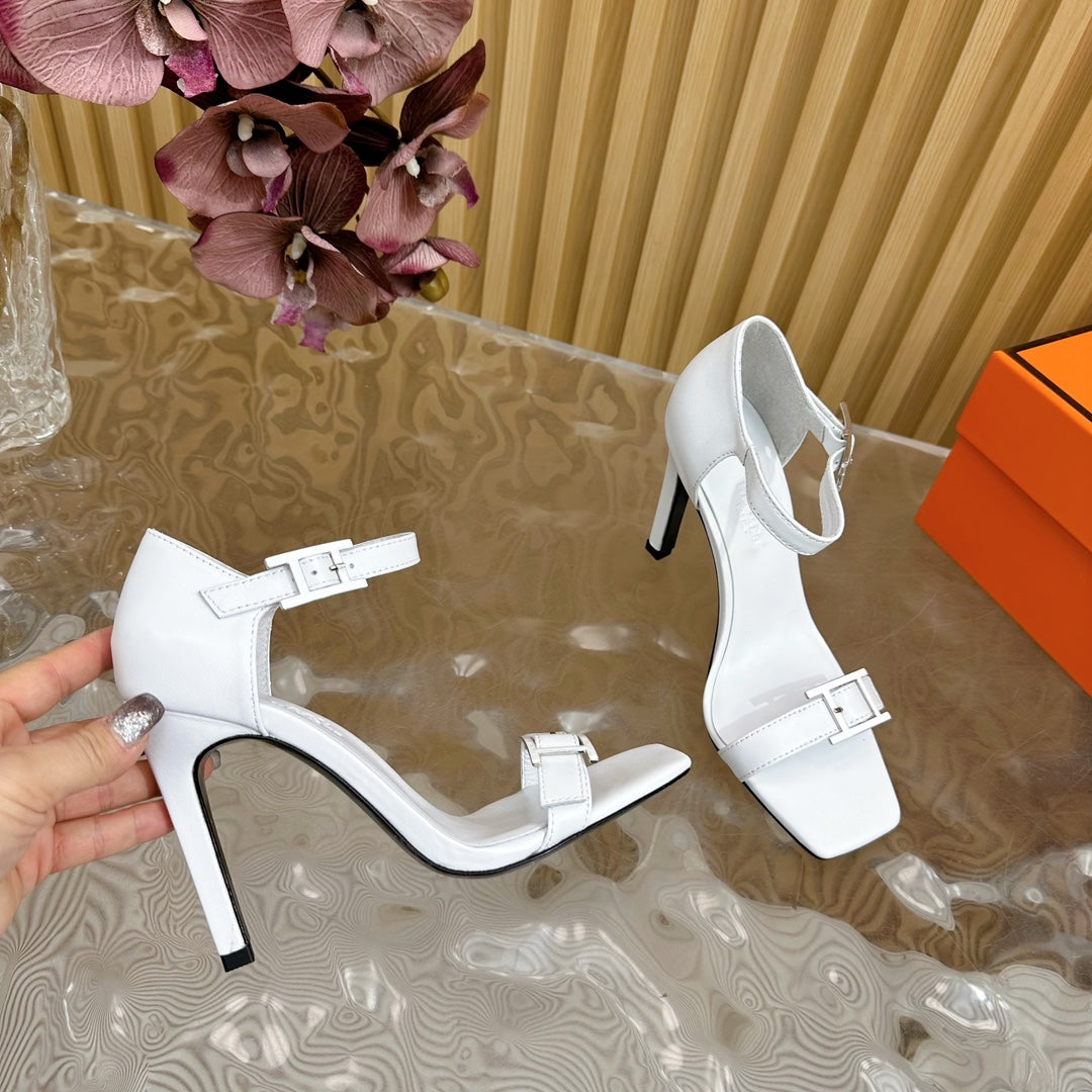 JULY SANDAL 105 MM IN WHITE CALFSKIN