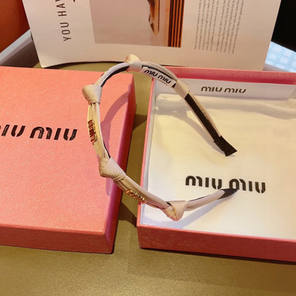 HEADBAND GOLD LOGO IN BEIGE SILK 417302