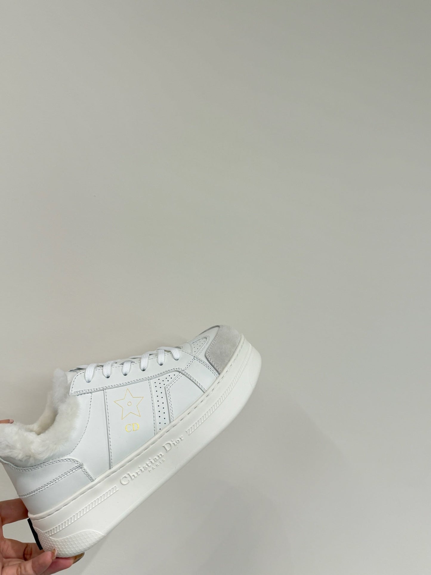 STAR SNEAKER WHITE CALFSKIN AND SUEDE CALFSKIN WITH SHEARLING LINING
