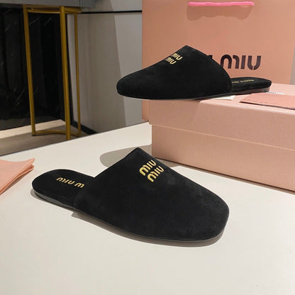 MULES SLIPPERS RETRO BLACK SUEDE