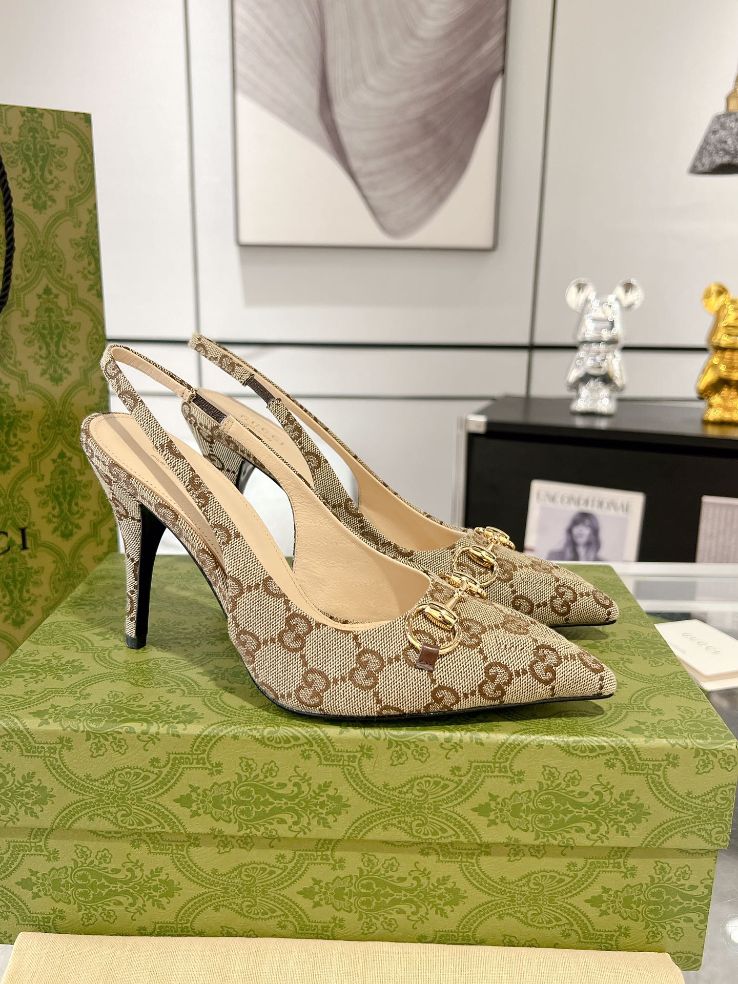HORSEBIT SLINGBACK 105 IN TAN BEIGE CANVAS