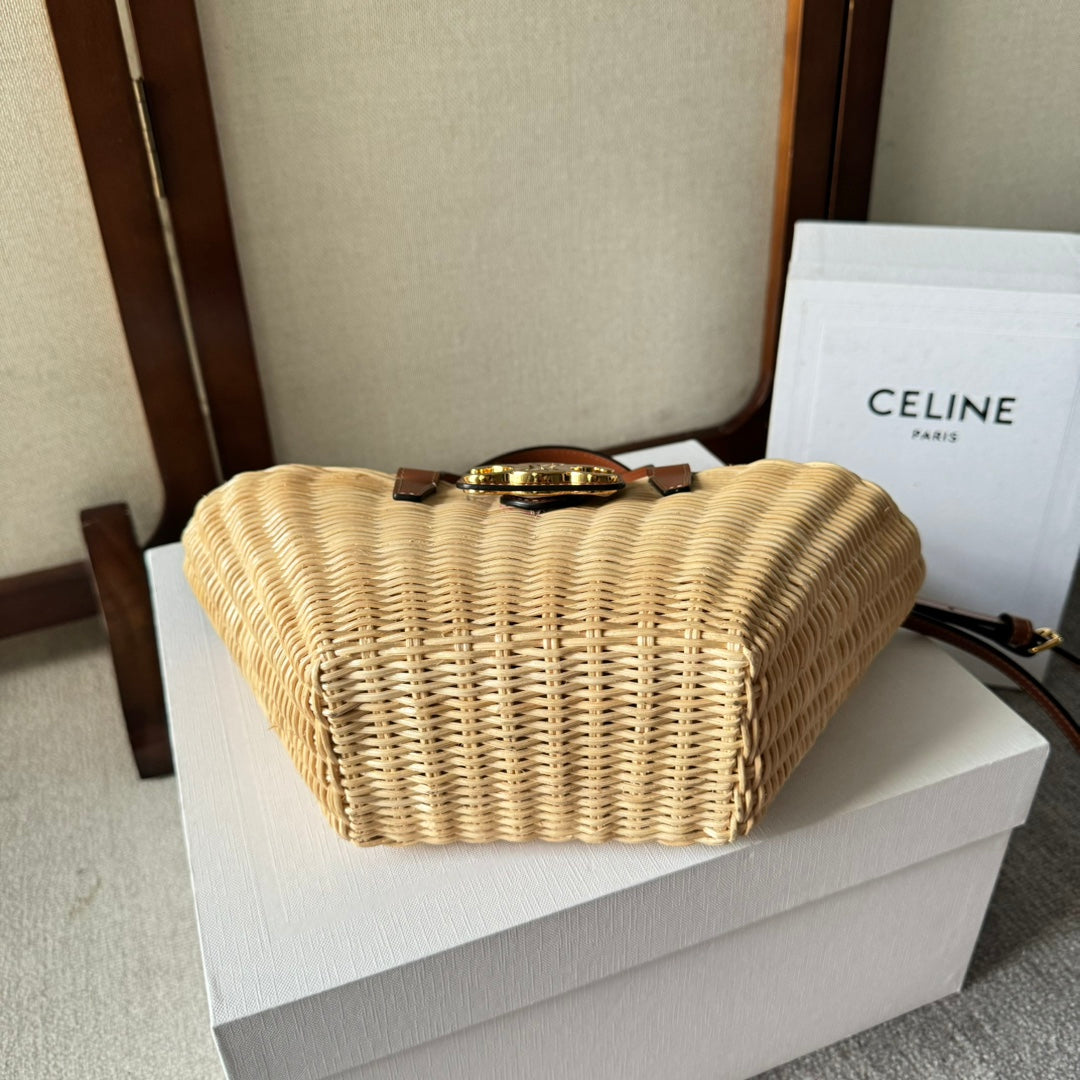 TEEN COUFFIN 32 IN BEIGE WINKER AND BROWN CALFSKIN TRIM