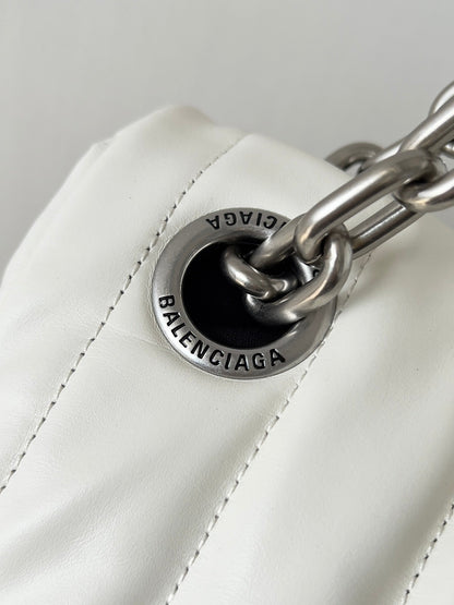 MONACO BAG 43 IN WHITE QUILTED THIN CALFSKIN SILVER HARDWARE