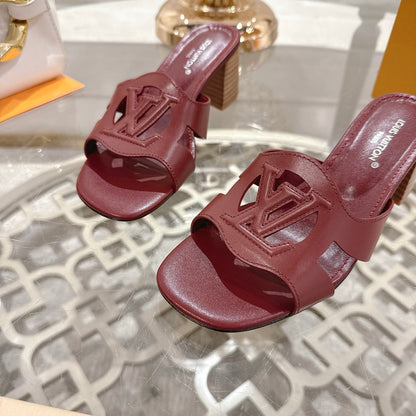 ISOLA HIGH 55 MM MULE IN JAM RED CALFSKIN