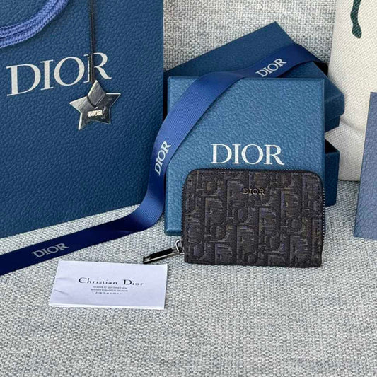 ZIPPED MINI WALLET 10 IN BLACK MONOGRAM OBLIQUE JACQUARD