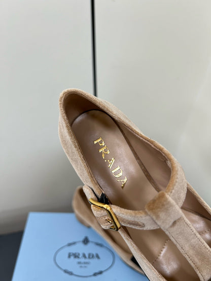 BOW MARY JANE PUMPS WITH T-STRAP IN PECAN PIE VELVET