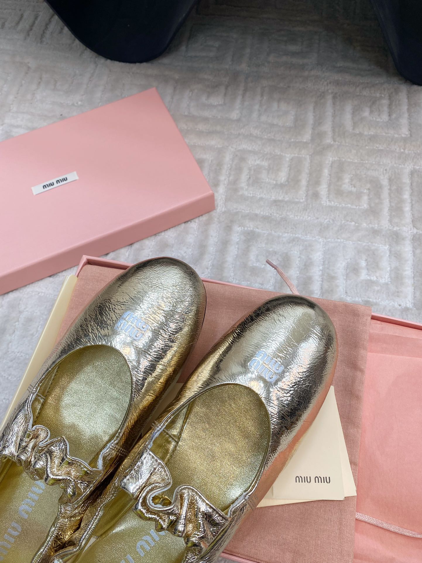MARY JANE FLATS IN GOLD METALLIC SMOOTH LAMBSKIN