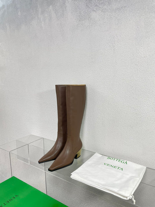 TEX HIGH BOOT IN MEDIUM BROWN PATENT CALFSKIN