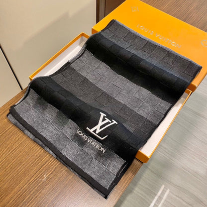 DAMIER HERITAGE SCARF 180 CM IN BLACK MIX GRAY CASHMERE 391150