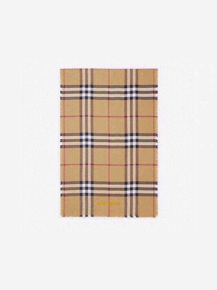 SCARF 200 CM IN CAMEL BEIGE MIX BLACK CASHMERE AND SILK 410306