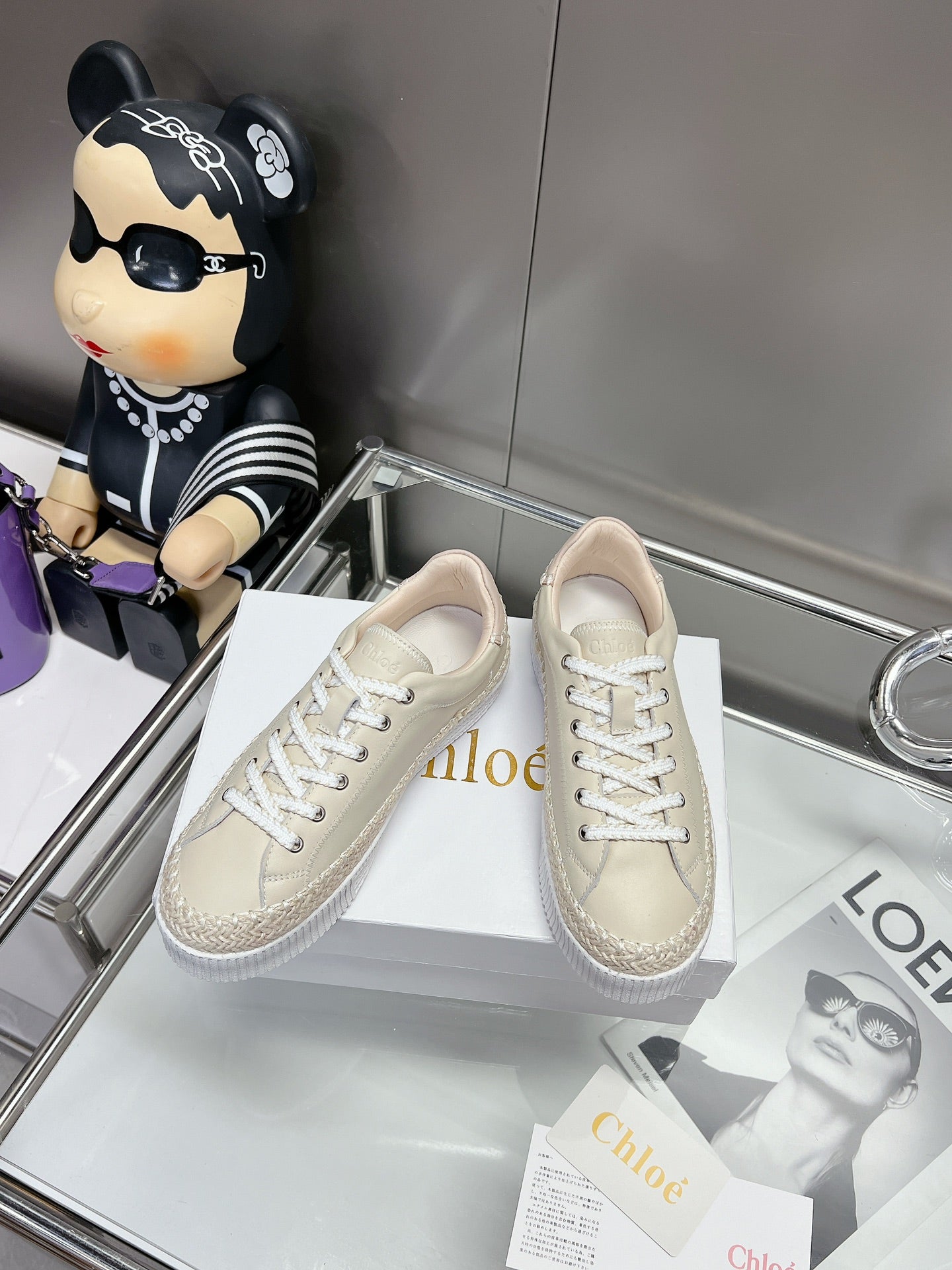 TELMA LACE-UP SNEAKER IN CREAM BEIGE LAMBSKIN AND RAFFIA