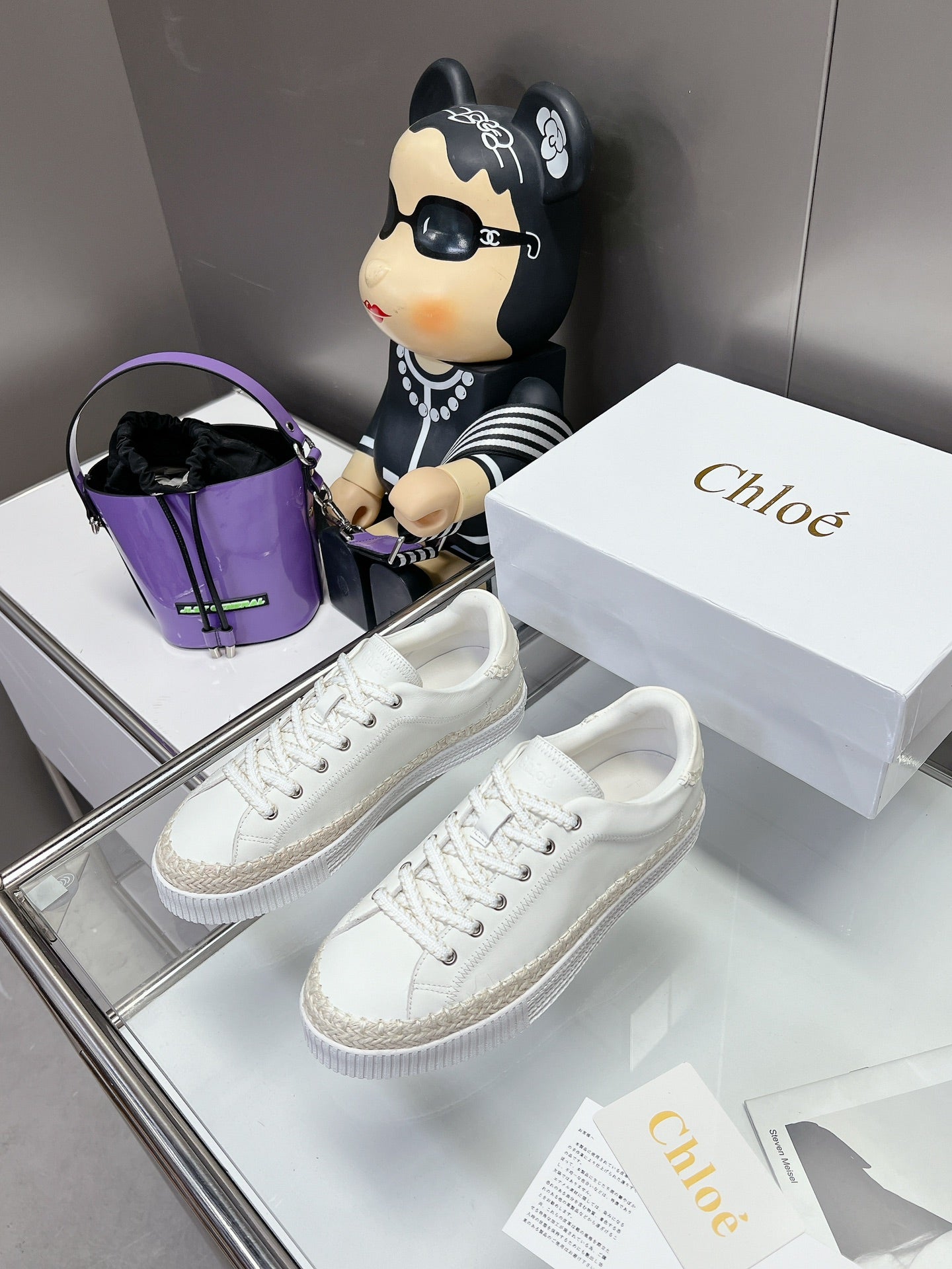 TELMA LACE-UP SNEAKER IN WHITE LAMBSKIN AND RAFFIA