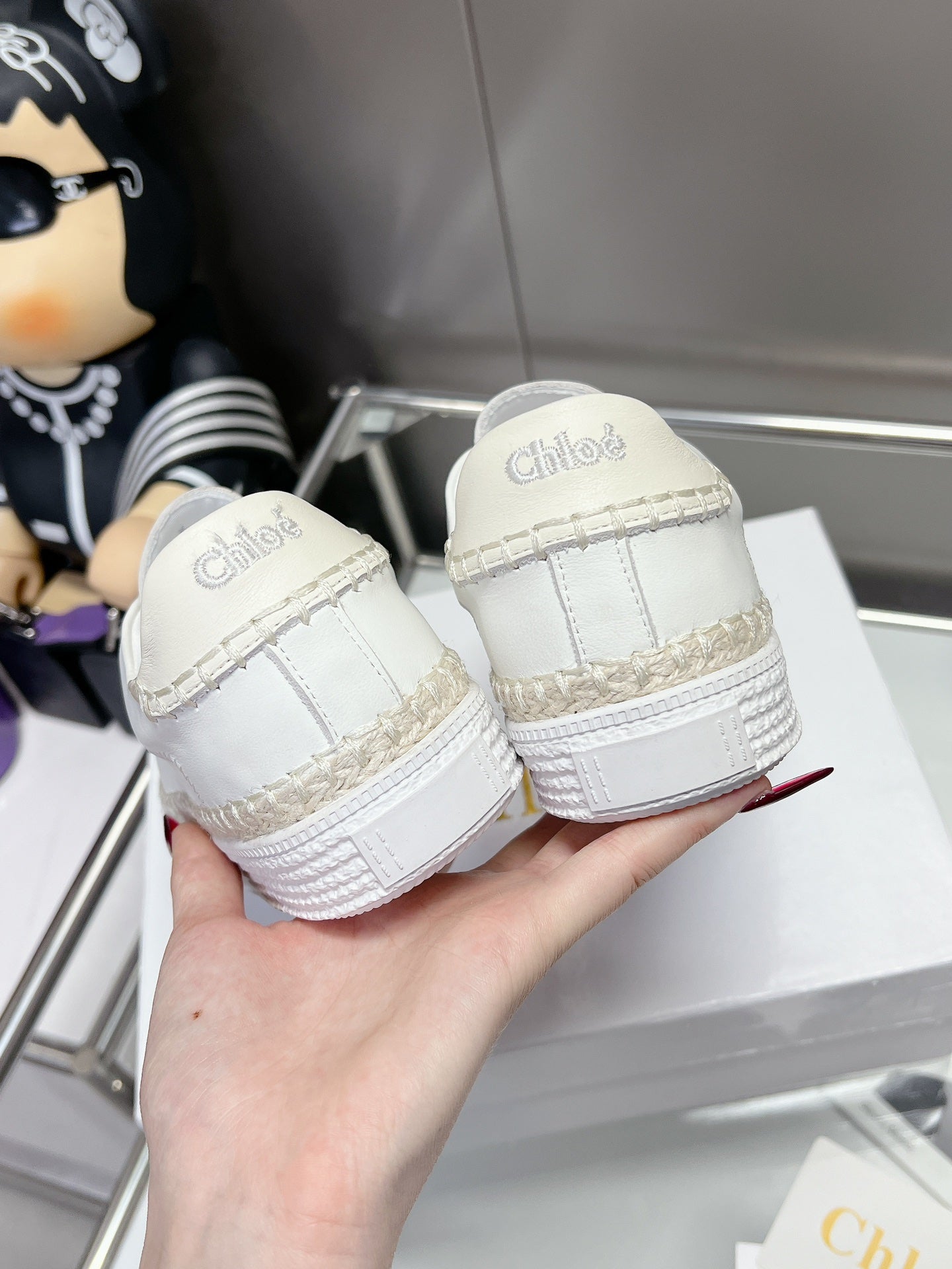 TELMA LACE-UP SNEAKER IN WHITE LAMBSKIN AND RAFFIA