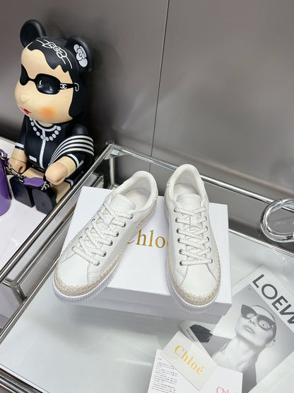 TELMA LACE-UP SNEAKER IN WHITE LAMBSKIN AND RAFFIA