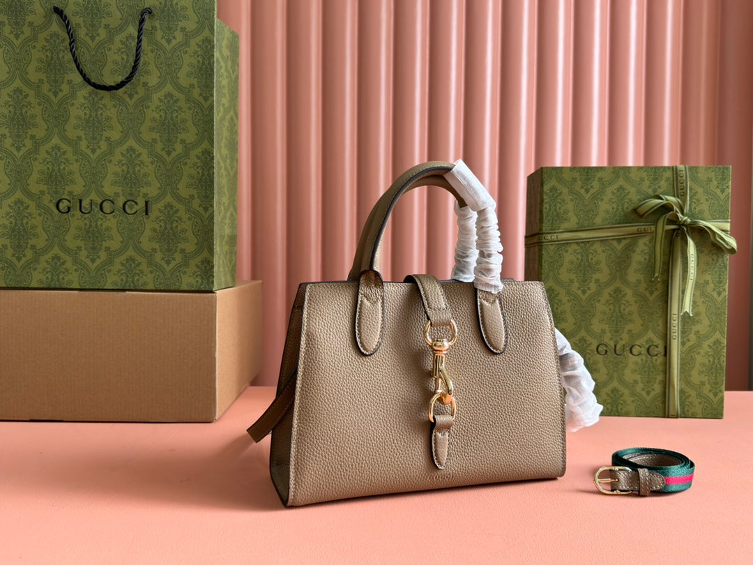 SMALL JACKIE 24 TOTE IN DARK BEIGE LAMBSKIN