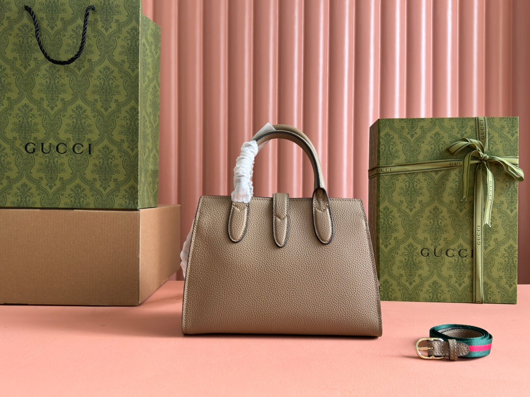 SMALL JACKIE 24 TOTE IN DARK BEIGE LAMBSKIN