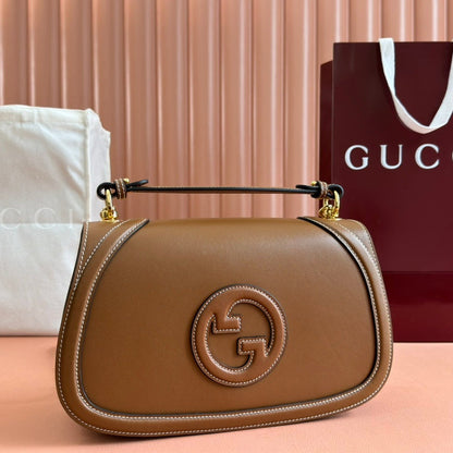 BLONDIE LARGE TOP HANDLE BAG 32 IN BROWN CALFSKIN
