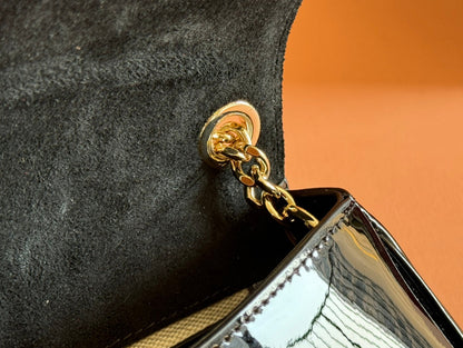 SMALL BLONDIE SHOULDER BAG 21.5 IN BLACK PATENT CALFSKIN
